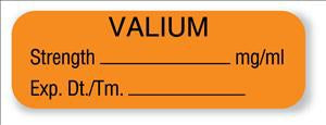 United Ad Label Pre-Printed Label Anesthesia Label Valium, Strength Mg/Ml, Exp. Dt./Tm. Orange 1/2 X 1-1/2 Inch - ULAM774