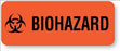 UAL - Pre-Printed Label Warning Label Orange Paper Biohazard Black Biohazard 5/16 X 1-1/4 Inch - ULBH101