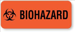 UAL - Pre-Printed Label Warning Label Orange Paper Biohazard Black Biohazard 5/16 X 1-1/4 Inch - ULBH101