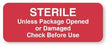 United Ad Label - Pre-Printed Label Advisory Label Red Paper Sterile Unless Package Opened Or Damaged Check Before Use White Safety and Instructional 7/8 X 2-1/4 Inch - ULCS731