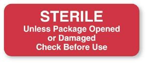 United Ad Label - Pre-Printed Label Advisory Label Red Paper Sterile Unless Package Opened Or Damaged Check Before Use White Safety and Instructional 7/8 X 2-1/4 Inch - ULCS731
