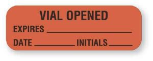 United Ad Label Pre-Printed Label Communication Fill In Vial Opened Expires Date Initials Fluorescent Red 1/2 X 1-1/2 Inch - ULFP294