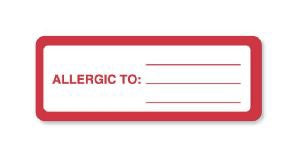 United Ad Label UAL Pre-Printed Label Allergy Alert Allergic To Red / White 1-1/8 X 3 Inch - ULHN303