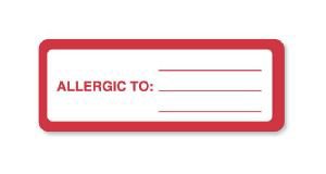UAL - Pre-Printed Label Allergy Alert Red / White Paper Allergic To Red Alert Label 1-1/8 X 3 Inch - ULHN303