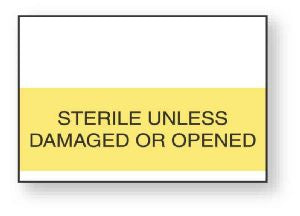 United Ad Label Pre-Printed Label Instructional Label Sterile Unless Damaged Or Opened Yellow 15-16 X 5/8 Inch - ULCS408