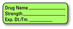 United Ad Label Pre-Printed Label Anesthesia Label Drug Name / Strength / Exp.Dt./Tm____ Green 1/2 X 1-1/2 Inch - ULAL100