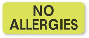 United Ad Label Pre-Printed Label Allergy Alert No Allergies Fluorescent Green 7/8 X 3 Inch - ULHN208