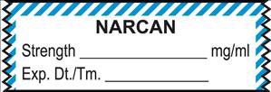 UAL - Drug Label Anesthesia Label Tape Narcan Strength_mg/mL Exp Dt Tm_ Blue / White 1/2 X 1-1/2 Inch - ULTA025
