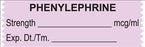 UAL - Drug Label Anesthesia Label Tape Phenylephrine Strength_mcg/mL Exp Dt Tm_ Violet 1/2 X 1-1/2 Inch - ULTJ083