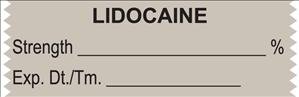 UAL - Drug Label Anesthesia Label Tape Lidocaine Strength_% Exp dt Tm_ Gray 1/2 X 1-1/2 Inch - ULTJ121