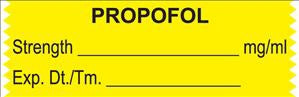 UAL - Drug Label Anesthesia Label Tape Propofol Strength_mg/mL Exp Dt tm_ Yellow 1/2 X 1-1/2 Inch - ULTJ010