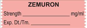 United Ad Label Pre-Printed Label Anesthesia Label Zemuron Mg/ml Fluorescent Red 1-1/2 X 1/2 Inch - ULTJ110