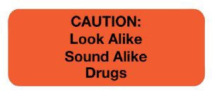 United Ad Label Pre-Printed Label Warning Label Caution Look Alike/Sound Alike Drugs Fluorescent Red 3 X 1.625 Inch - ULFP801