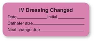 United Ad Label Pre-Printed Label Instructional Label IV Dressing Changed Date Initial Catheter Size Next Change Due Fluorescent Pink 7/8 X 2-1/4 Inch - ULIV246