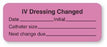 UAL - Pre-Printed Label Anesthesia Label Pink Paper IV Dressing Changed Date_Int_Catheter Size_ Black Syringe Label 7/8 X 2-1/4 Inch - ULIV246