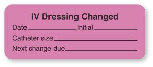UAL - Pre-Printed Label Anesthesia Label Pink Paper IV Dressing Changed Date_Int_Catheter Size_ Black Syringe Label 7/8 X 2-1/4 Inch - ULIV246