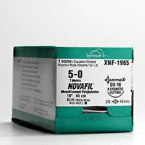 Covidien Novafil Suture with Needle Nonabsorbable Uncoated Blue Suture Monofilament Polybutester Size 1 18 Inch Suture 1-Needle 37 mm Length 1/2 Circle Taper Point Needle - 8886445473
