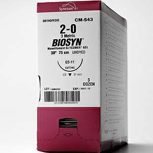 Biosyn - Suture with Needle Absorbable Uncoated Violet Suture Monofilament Polyester Size 4 - 0 30 Inch Suture 1-Needle 24 mm Length 1/2 Circle Reverse Cutting Needle - SM-633