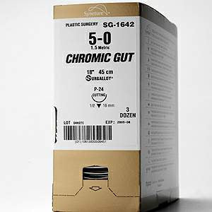 Covidien - Suture with Needle Absorbable Uncoated Undyed Suture Chromic Gut Size 1 30 Inch Suture 1-Needle 48 mm Length 1/2 Circle Taper Point Needle - CG-803