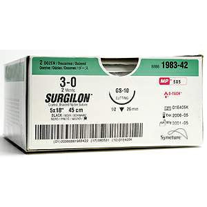 Covidien Surgilon Suture with Needle Nonabsorbable Coated Black Suture Braided Nylon Size 4-0 30 Inch Suture 1-Needle 17 mm Length 1/2 Circle Taper Point Needle - 8886199531