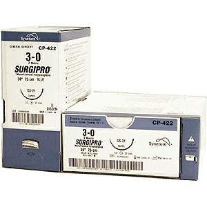 Covidien Surgipro Suture with Needle Nonabsorbable Uncoated Blue Suture Monofilament Polypropylene Suture Size 2-0 30 Inch Suture 1-Needle 26 mm Length 1/2 Circle Reverse Cutting Needle - CP443