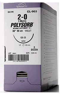 Covidien Polysorb Suture with Needle Absorbable Coated Undyed Suture Braided Polyester Size 5-0 12 Inch Suture Double-Armed 13 mm Length 3/8 Circle Reverse Cutting Needle - L4323K