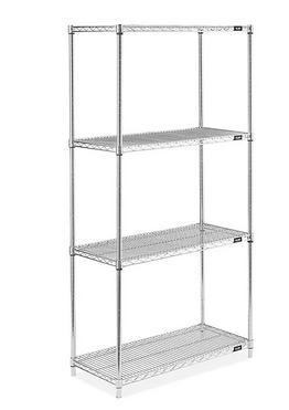 SHELVING UNIT, STARTER 4SHELF CHROME WIRE