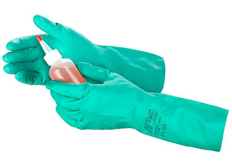 Uline Sol-Vex Chemical Protection Glove X-Large Nitrile Green 13 Inch Gauntlet Cuff NonSterile - S-19710-X