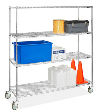 SHELVING UNIT, MOBILE 4SHELF CHROME