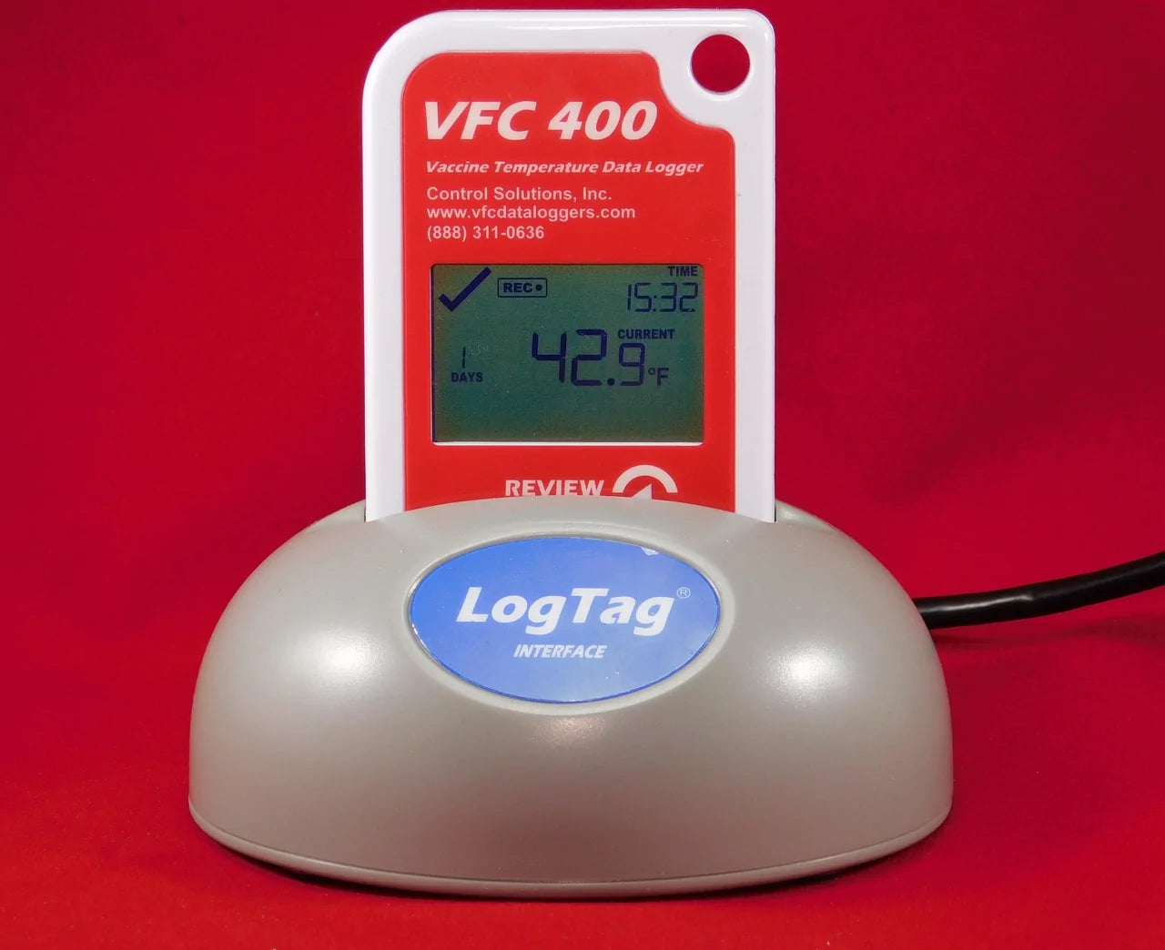 LogTag VFC400 - Refrigerator / Freezer Vaccine Data Logger with Alarm Kit Fahrenheit / Celsius -40° to 210°F (-40° to 99°C) External Probe Battery Operated - VFC400-VTK