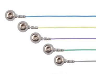 Natus Medical Snap Leads 3 M Length, Electrodes With Touchproof Connectors, Blue, Grey, Purple, Green And Yellow Snap Electrodes - 019-419300