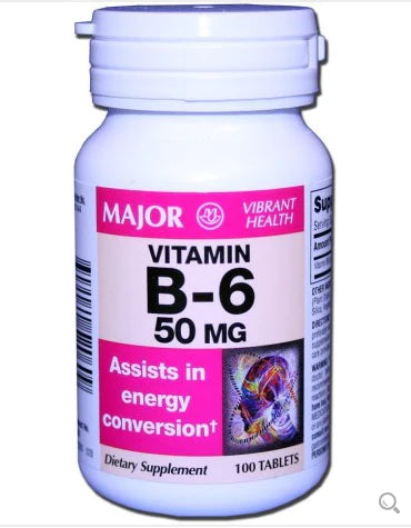 Major - Vitamin Supplement Vitamin B6 50 mg Strength Tablet 100 per Bottle - 10006070012