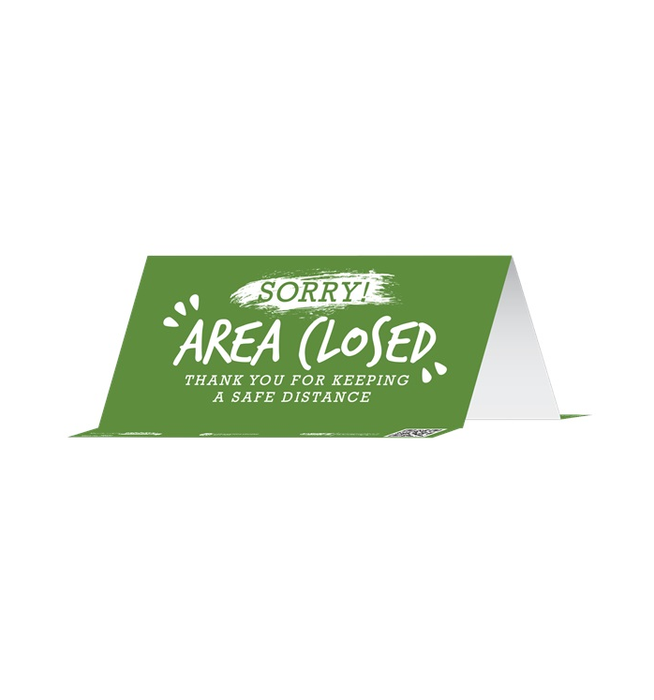 BeSafe Messaging Food Service Table Tents - Green, 8" x 3.875", Pack of 10