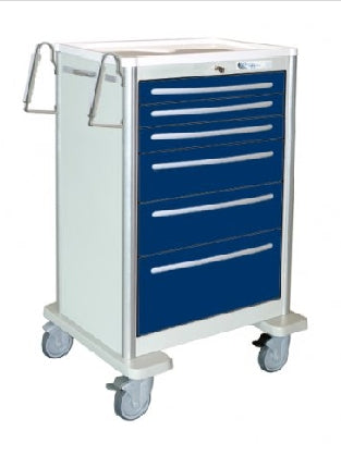 Waterloo Industries Treatment Cart Aluminum 29 X 45 X 24.5 Inch 6 Drawers Light Gray / Dark Blue - UXGKA-333669-DKB