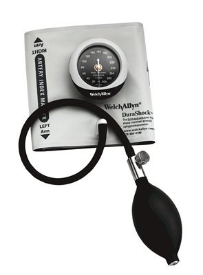 Welch Allyn DuraShock Silver Series DS45 Aneroid Sphygmomanometer Pocket Style Hand Held 2-Tube Large Adult Size Arm - DS45-12