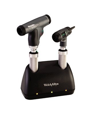 Welch Allyn Desk Set Universal, with Panoptic Ophthalmoscope, Corneal Viewing Lens, Macroview Otoscope, 2 Nicad Handles, Charger - 71821-MP