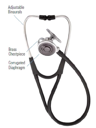Harvey DLX - Cardiology Stethoscope Blue 1-Tube 17 Inch Tube Triple Head Chestpiece - 5079-323