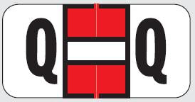 Wilmer Jetter W-2120 Series Pre-Printed Label Chart Tab Q | Q Red / White 1-1/2 X 3/4 Inch - W-2120-Q