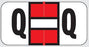 Wilmer Jetter W-2120 Series Pre-Printed Label Chart Tab Q | Q Red / White 1-1/2 X 3/4 Inch - W-2120-Q