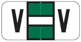 Wilmer Jetter W-2120 Series Pre-Printed Label Chart Tab V | V Green / White 1-1/2 X 3/4 Inch - W-2120-V