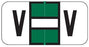 Wilmer Jetter W-2120 Series Pre-Printed Label Chart Tab V | V Green / White 1-1/2 X 3/4 Inch - W-2120-V