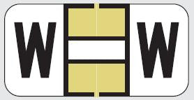 Wilmer Jetter W-2120 Series Pre-Printed Label Chart Tab W | W Gold / White 1-1/2 X 3/4 Inch - W-2120-W