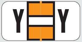 Wilmer W-2120 Series Pre-Printed Label Chart Tab Y | Y Orange / White 1-1/2 X 3/4 Inch - W-2120-Y