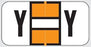 Wilmer W-2120 Series Pre-Printed Label Chart Tab Y | Y Orange / White 1-1/2 X 3/4 Inch - W-2120-Y
