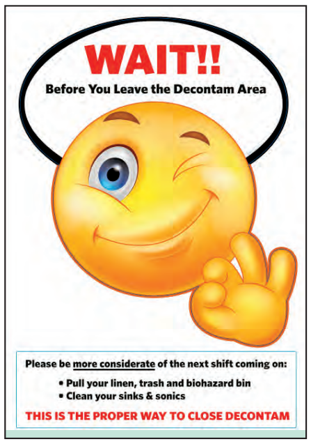 Healthamark Safe-T-Cals "Smiley Face Decontam Reminder" - 24" x 36' in - HMK-WG-WAI