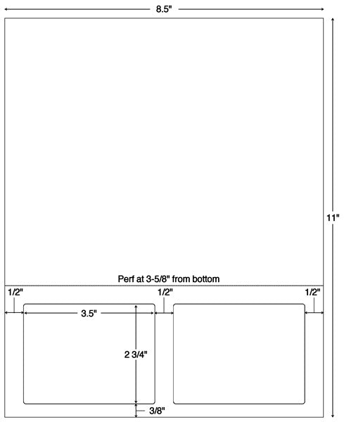 Tabbies Integrated Label Forms - 3-1/2"W x 2-3/4"H, 1500 per Case - 59807