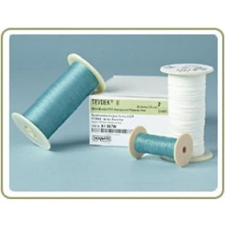 Deknatel Cottony II - Suture Tape with Needle Nonabsorbable Uncoated White Suture Braided Polyester Size 3 mm 18 Inch Suture 1-Needle 49.6 mm Length 3/8 Circle K Point Needle - 89-5037W