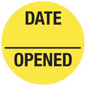 Tabbies Inventory Control & Sterilization Labels "DATE____ OPENED", Fluorescent Yellow - 3/4" DIAMETER, 570 per Roll - V-FP703
