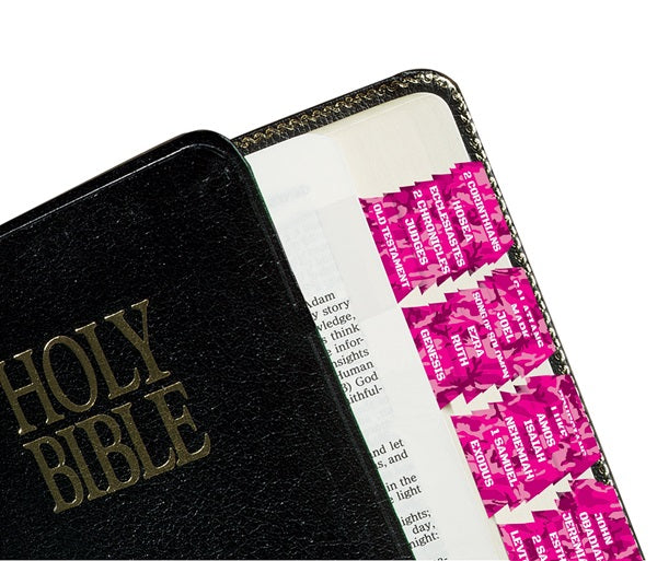 Tabbies Bible Indexing Tabs, "Camo Tabs", "Pink Camo"- 1"L x 1/4" Extension, 10 packs Per Box -58412