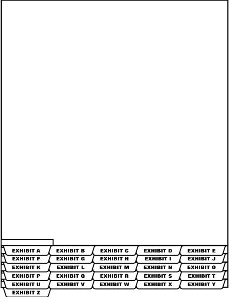 Tabbies Legal Exhibit Alpha Index Divider Sheets - Bottom Tab - 8-1/2"W x 11"H - 1/2", 25 per Pack